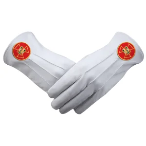 Past High Priest Royal Arch Chapter Gloves - Leather with Red Round Patch