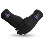 Council Gloves 2 pairs - Black Cotton Purple Triangle Machine Embroidered Patch