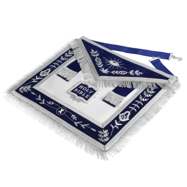 Chaplain Blue Lodge Officer Apron - Navy Blue with Silver Fringe 1 Chaplain Blue Lodge Officer Apron - Navy Blue with Silver Fringe