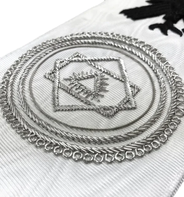 Commander Red Cross of Constantine Sash - White Ribbon with Black Fringe 3 Commander Red Cross of Constantine Sash - White Ribbon with Black Fringe