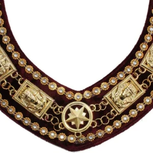Daughters of Sphinx Chain Collar - Gold Plated on Maroon Velvet