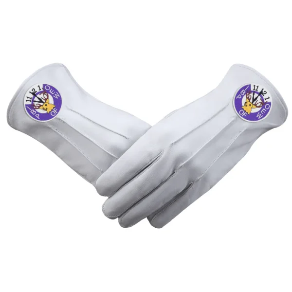 Elks Of The World Gloves - Elk Head Clock White Leather Elks Of The World Gloves - Elk Head Clock White Leather