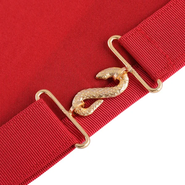 Excellent Master Allied Masonic Degrees Apron - Red Moire Ribbon with Embroidered Gold Pentagram 5 Excellent Master Allied Masonic Degrees Apron - Red Moire Ribbon with Embroidered Gold Pentagram