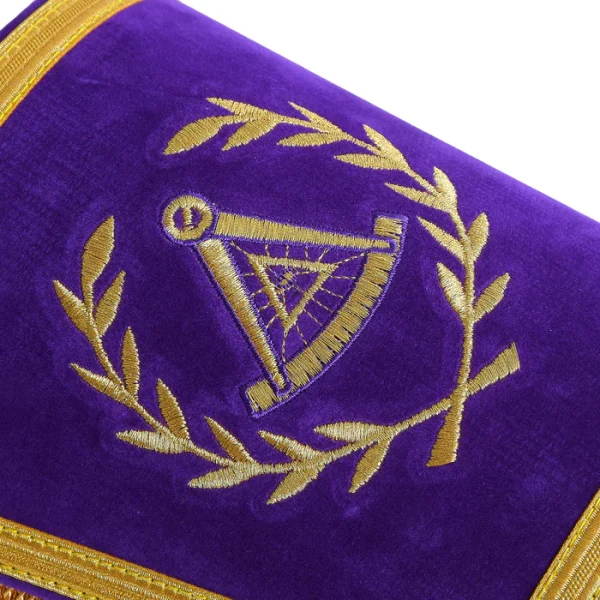 Grand Master Blue Lodge Cuff - Purple Hand Embroidery with Fringe 3 Grand Master Blue Lodge Cuff - Purple Hand Embroidery with Fringe Patch