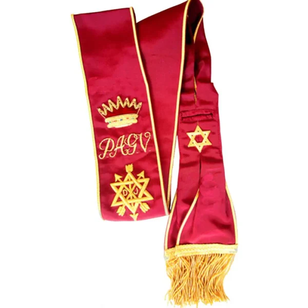 Grand Officers Order of the Secret Monitor Amd English Regulation Sash - Red Grand Officers Order of the Secret Monitor Amd English Regulation Sash - Red
