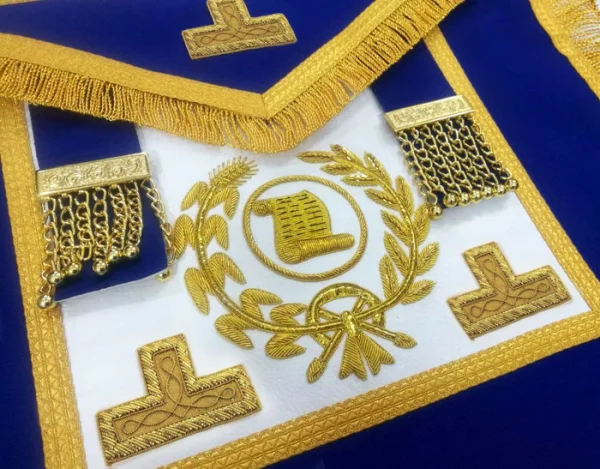 Grand Orator Craft English Regulation Apron - Royal Blue Hand Embroidery 1 Grand Orator Craft English Regulation Apron - Royal Blue Hand Embroidery