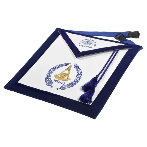 Grand Past Master Blue Lodge California Regulation Apron - Blue Velvet with Hand Threaded Silk 1 Grand Past Master Blue Lodge California Regulation Apron - Blue Velvet with Hand Threaded Silk