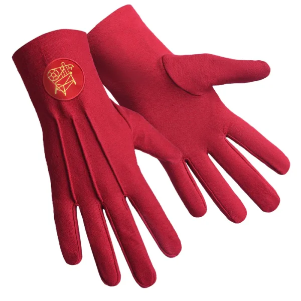 Heroines Of Jericho Pha Gloves - Red Cotton With Round Patch 2 Heroines Of Jericho Pha Gloves - Red Cotton With Round Patch