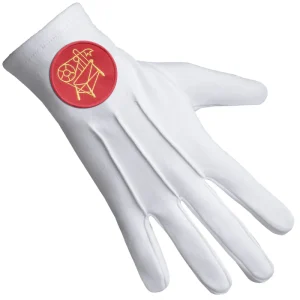 Heroines Of Jericho Pha Gloves - White Cotton With Red Round Patch