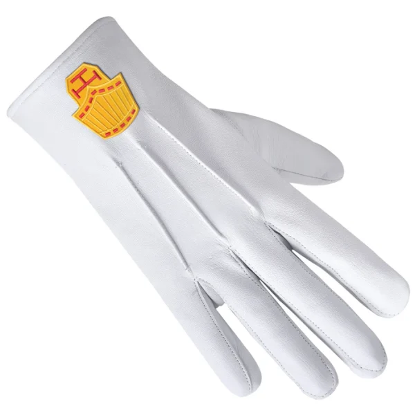 High Priest Royal Arch Chapter Gloves - White Leather 2 High Priest Royal Arch Chapter Gloves - White Leather Front