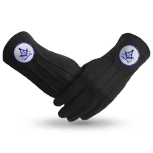 International Masons Gloves - Black Cotton With Square And Compass G & Key