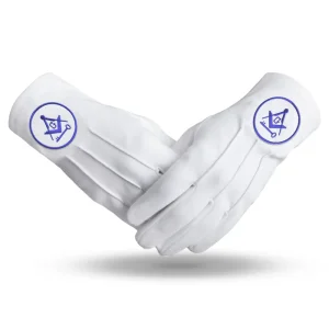 International Masons Gloves - Cotton With Square And Compass G & Key