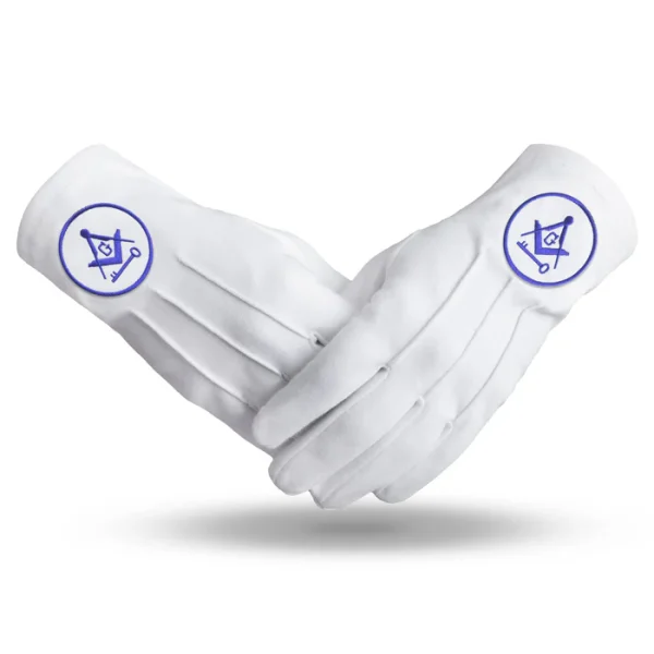 International Masons Gloves - Cotton With Square And Compass G & Key