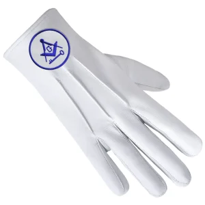 International Masons Gloves - Leather With Square And Compass G & Key 7 International Masons Gloves - Leather With Square And Compass G & Key