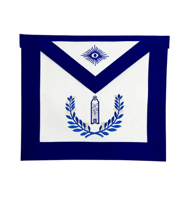 Junior Warden Blue Lodge Officer Apron - Royal Blue Wreath Embroidery Junior Warden Blue Lodge Officer Apron - Royal Blue Wreath Embroidery