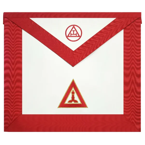 King Royal Arch Chapter Officer Apron - Red Machine Embroidery King Royal Arch Chapter Officer Apron - Red Machine Embroidery