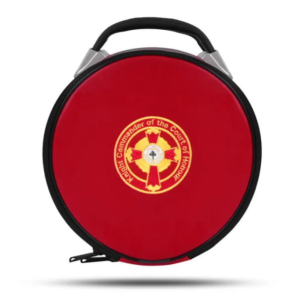 Knight Commander of the Court of Honour Scottish Rite Crown Cap Case - Red Imitation Leather Knight Commander of the Court of Honour Scottish Rite Crown Cap Case - Red Imitation Leather