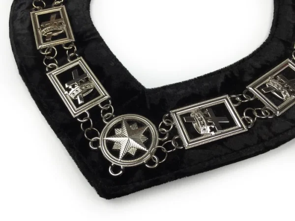 Knights Templar Commandery Chain Collar - Silver Plated on Black Velvet 1 Knights Templar Commandery Chain Collar - Silver Plated on Black Velvet