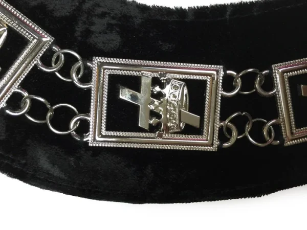 Knights Templar Commandery Chain Collar - Silver Plated on Black Velvet 2 Knights Templar Commandery Chain Collar - Silver Plated on Black Velvet