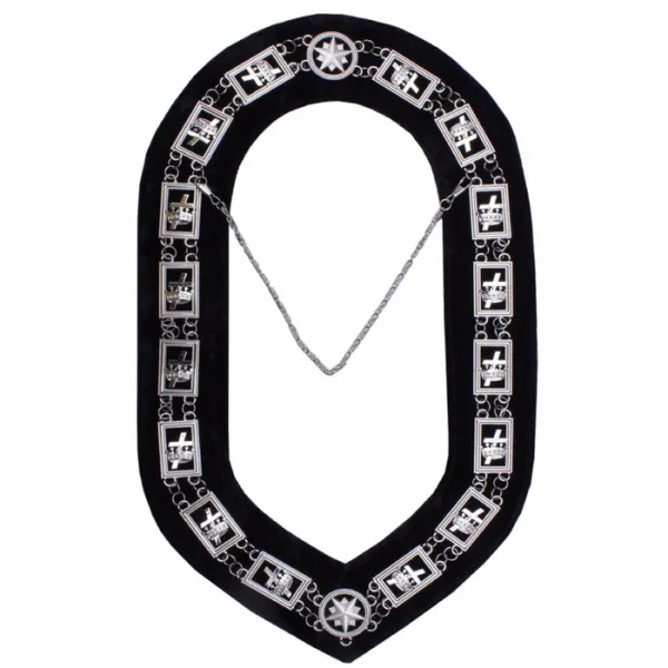 Knights Templar Commandery Chain Collar - Silver Plated on Black Velvet Knights Templar Commandery Chain Collar - Silver Plated on Black Velvet