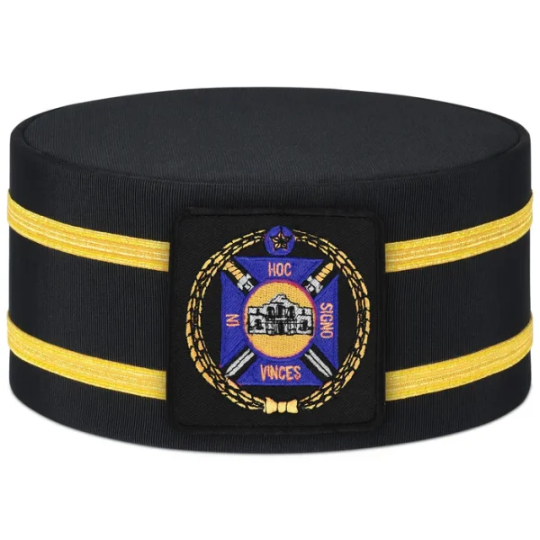Knights Templar Commandery Crown Cap - Purple & Gold Emblem With Double Braid