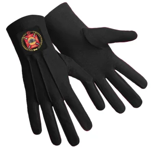 Knights Templar Commandery Gloves - Black Cotton with Patch 5 Knights Templar Commandery Gloves - Black Cotton with Patch Front and Back