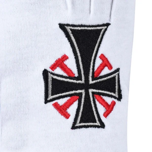Knights Templar Commandery Gloves - Cotton with Black Cross Logo