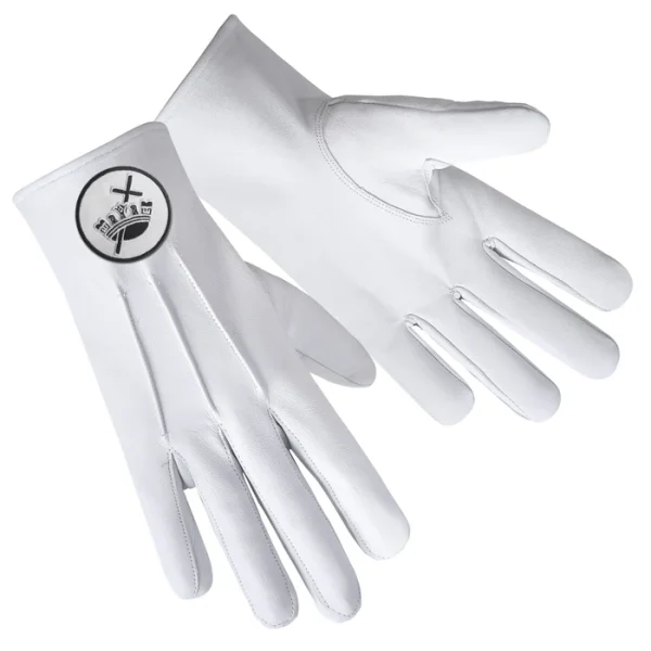 Knights Templar Commandery Gloves - Leather with White & Black Patch 1 Knights Templar Commandery Gloves - Leather with White & Black Patch Front and Back