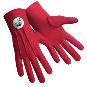 Knights Templar Commandery Gloves - Red Cotton with White Patch 7 Knights Templar Commandery Gloves - Red Cotton with White Patch Front and Back