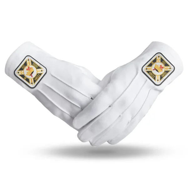 Knights Templar Commandery Gloves - White Cotton with Square Patch