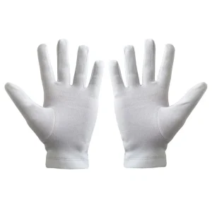 Knights Templar Commandery Gloves - White Cotton Machine Embroidered Logo 7 Knights Templar Commandery Gloves - White with Red Nordic Cross Back