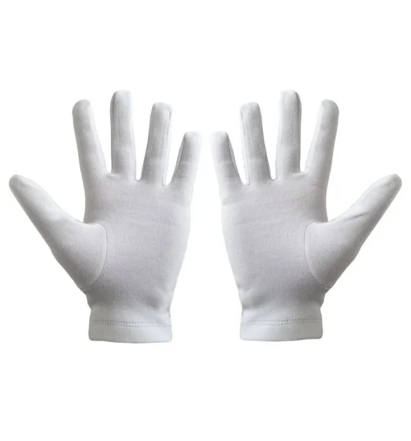 Knights Templar Commandery Gloves - White Cotton Machine Embroidered Logo 3 Knights Templar Commandery Gloves - White with Red Nordic Cross Back