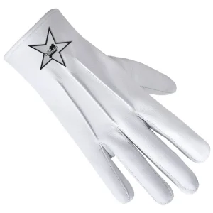 Ladies Knights Templar Commandery Gloves - Leather with White Star Patch Front