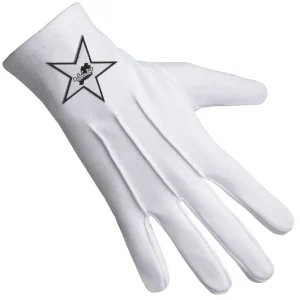 Ladies Knights Templar Commandery Gloves - White Cotton with Star Patch 7 Ladies Knights Templar Commandery Gloves - White Cotton with Star Patch Front