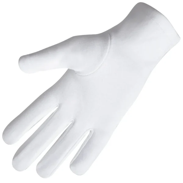 Ladies Knights Templar Commandery Gloves - White Cotton with Star Patch 3 Ladies Knights Templar Commandery Gloves - White Cotton with Star Patch Back