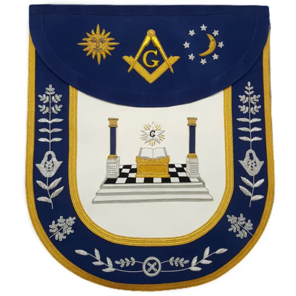 Master Mason Blue Lodge Apron - Altar, Sun, Moon & Pillars Master Mason Blue Lodge Apron - Altar, Sun, Moon & Pillars