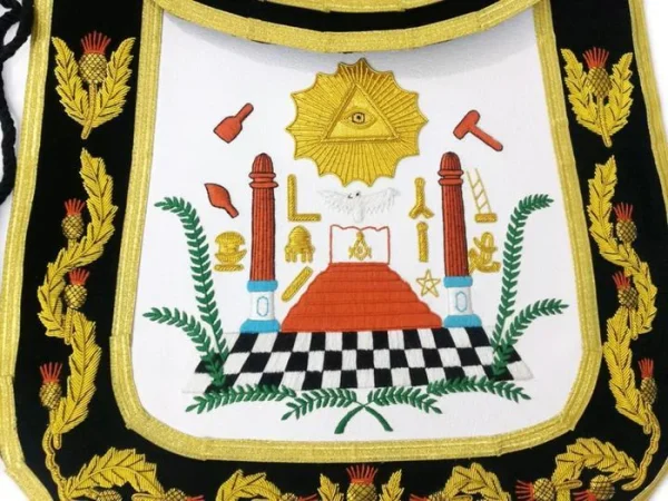 Master Mason Blue Lodge Apron - Black Chenille Square & Compass G 1 Master Mason Blue Lodge Apron - Black Chenille Square & Compass G