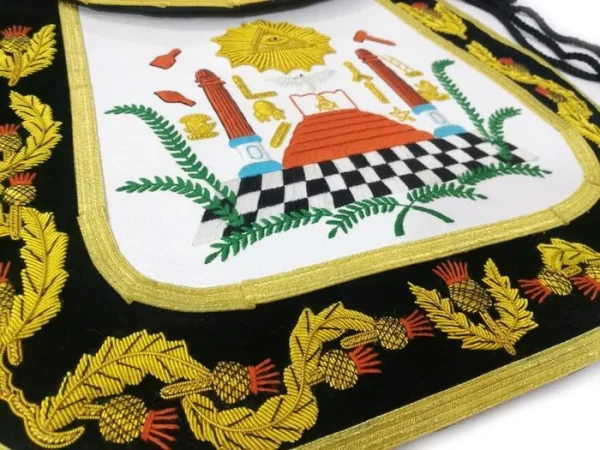 Master Mason Blue Lodge Apron - Black Chenille Square & Compass G 3 Master Mason Blue Lodge Apron - Black Chenille Square & Compass G