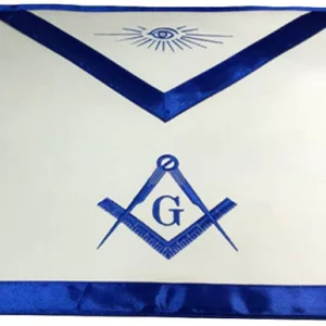 Blue Satin Master Mason Apron Square Compass & G