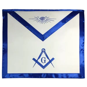 Home 102 Blue Satin Master Mason Apron Square Compass & G