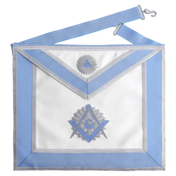 Master Mason Blue Lodge Apron - Light Blue & White with Machine Embroidery Master Mason Blue Lodge Apron - Light Blue & White with Machine Embroidery