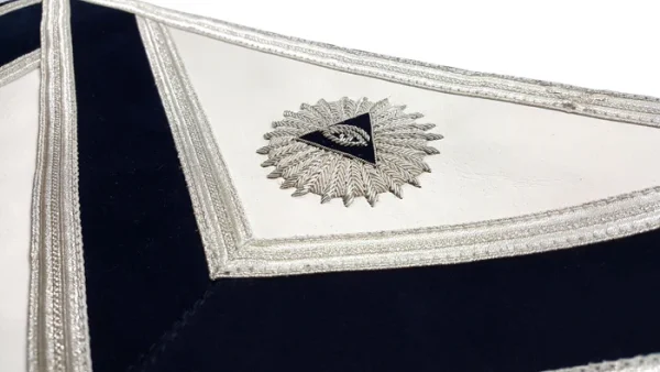Master Mason Blue Lodge Apron - Navy Blue Hand Embroidery 2 Master Mason Blue Lodge Apron - Navy Blue Hand Embroidery