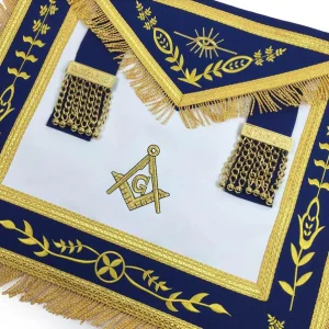 Home 81 Master Mason Blue Lodge Apron - Navy Blue with Gold Fringe