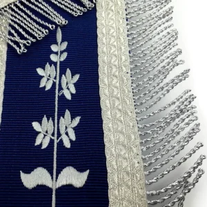 Master Mason Blue Lodge Apron - Navy Blue with Silver Fringe