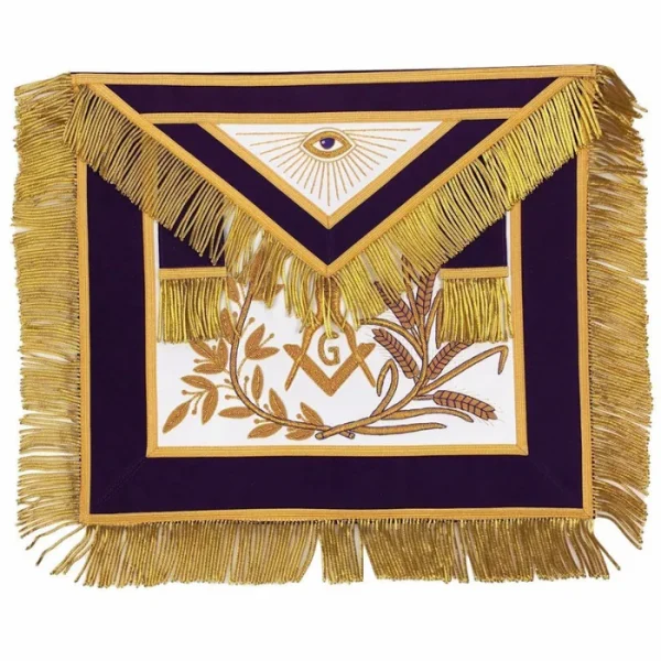 Master Mason Blue Lodge Apron - Purple Velvet with Gold Fringe Hand Embroidered Master Mason Blue Lodge Apron - Purple Velvet with Gold Fringe Hand Embroidered