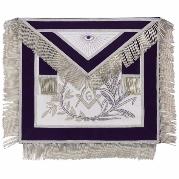 Master Mason Blue Lodge Apron - Purple Velvet with Silver Fringe Hand Embroidered Master Mason Blue Lodge Apron - Purple Velvet with Silver Fringe Hand Embroidered