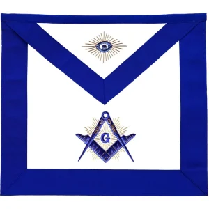 Home 77 Master Mason Blue Lodge Apron - Royal Blue Gold Embroidery