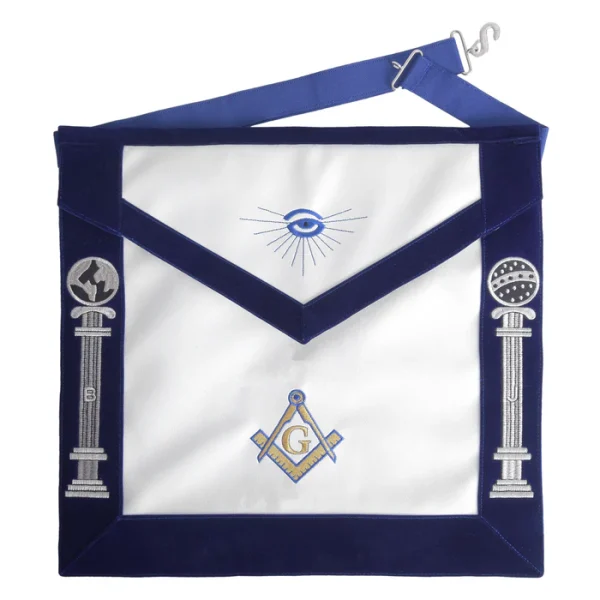 Master Mason Blue Lodge Apron - Royal Blue Velvet and White Master Mason Blue Lodge Apron - Royal Blue Velvet and White