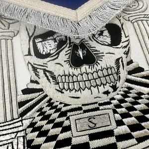 Master Mason Blue Lodge Apron - Skull Pillars Masters Carpet Silver Embroidery 11 Master Mason Blue Lodge Apron - Skull Pillars Masters Carpet Silver Embroidery
