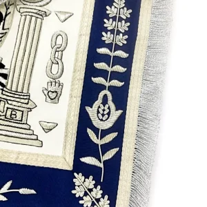 Master Mason Blue Lodge Apron - Skull Pillars Masters Carpet Silver Embroidery 12 Master Mason Blue Lodge Apron - Skull Pillars Masters Carpet Silver Embroidery